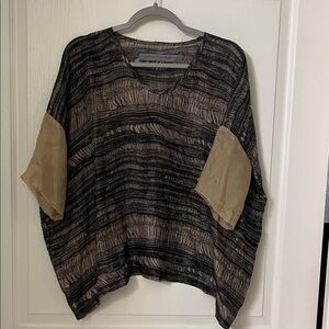 Raquel Allegra Black and Tan Striped top